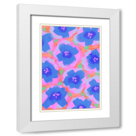 Purple Flowers Pattern White Modern Wood Framed Art Print with Double Matting by Treechild