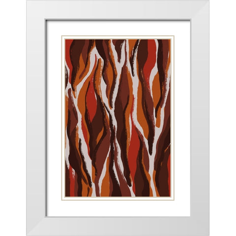 Earthy Tiger Pattern White Modern Wood Framed Art Print with Double Matting by Treechild
