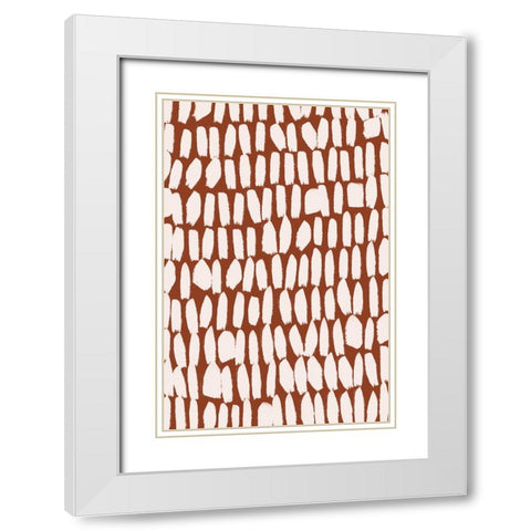 Simple White Strokes White Modern Wood Framed Art Print with Double Matting by Treechild