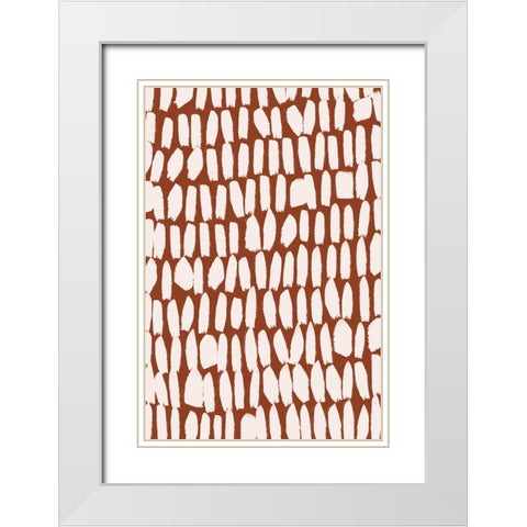 Simple White Strokes White Modern Wood Framed Art Print with Double Matting by Treechild