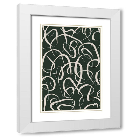 Beige Circles White Modern Wood Framed Art Print with Double Matting by Treechild