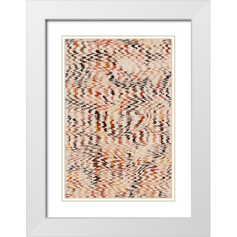 Ethno Zig Zag Pattern White Modern Wood Framed Art Print with Double Matting by Treechild