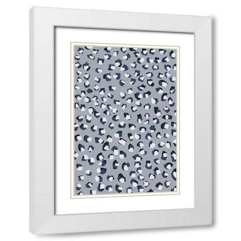 Little White Blue Brush Strokes White Modern Wood Framed Art Print with Double Matting by Treechild