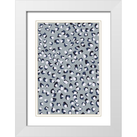 Little White Blue Brush Strokes White Modern Wood Framed Art Print with Double Matting by Treechild