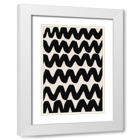 Thick Waves Pattern White Modern Wood Framed Art Print with Double Matting by Treechild