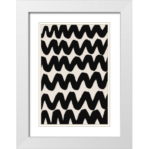 Thick Waves Pattern White Modern Wood Framed Art Print with Double Matting by Treechild