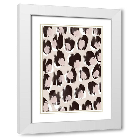 Big Brown And Beige Dots White Modern Wood Framed Art Print with Double Matting by Treechild