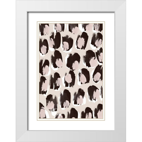 Big Brown And Beige Dots White Modern Wood Framed Art Print with Double Matting by Treechild