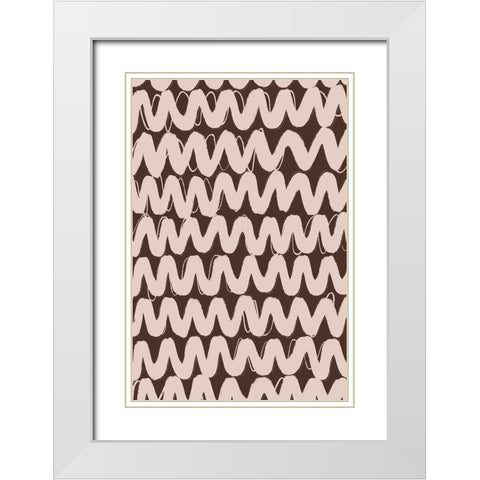 Big Beige ZigZag Pattern White Modern Wood Framed Art Print with Double Matting by Treechild