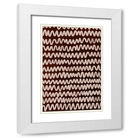 Beige ZigZag on Rusty Color Pattern White Modern Wood Framed Art Print with Double Matting by Treechild