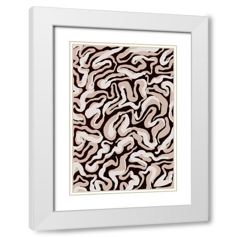 White Beige Pattern White Modern Wood Framed Art Print with Double Matting by Treechild