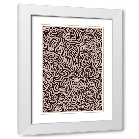 Twisted Beige Strokes White Modern Wood Framed Art Print with Double Matting by Treechild