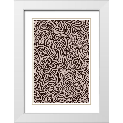 Twisted Beige Strokes White Modern Wood Framed Art Print with Double Matting by Treechild