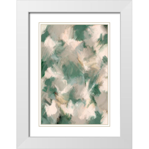 Wiped Jungle Pattern White Modern Wood Framed Art Print with Double Matting by Treechild