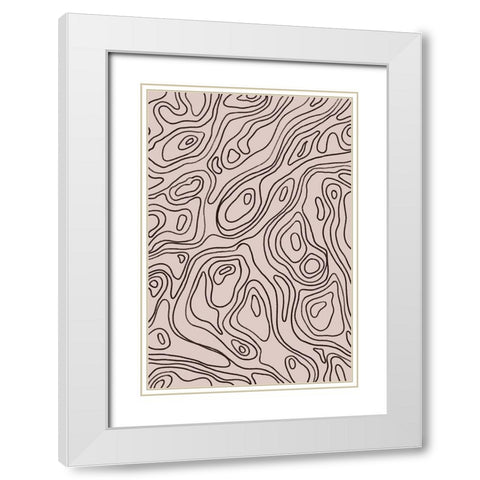 Iso Lines Pattern White Modern Wood Framed Art Print with Double Matting by Treechild