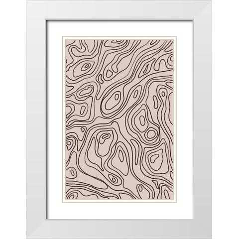 Iso Lines Pattern White Modern Wood Framed Art Print with Double Matting by Treechild