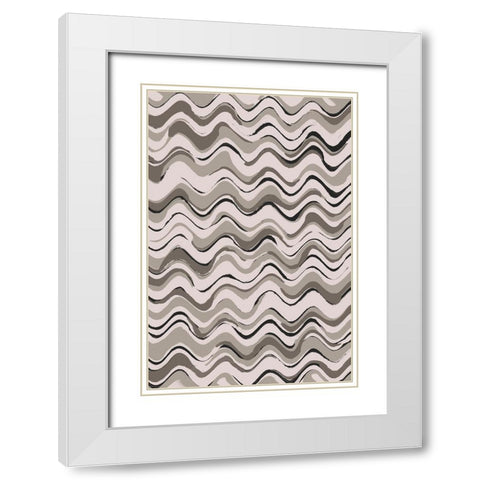 Wavey Pastel Pattern White Modern Wood Framed Art Print with Double Matting by Treechild
