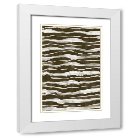 Geen Watercolor Waves White Modern Wood Framed Art Print with Double Matting by Treechild