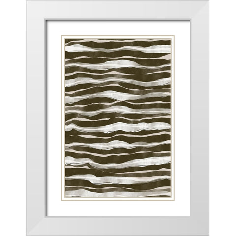 Geen Watercolor Waves White Modern Wood Framed Art Print with Double Matting by Treechild