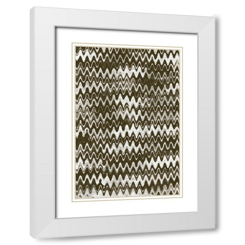 Strong Green Waves White Modern Wood Framed Art Print with Double Matting by Treechild