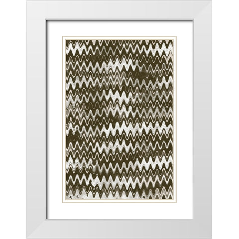 Strong Green Waves White Modern Wood Framed Art Print with Double Matting by Treechild