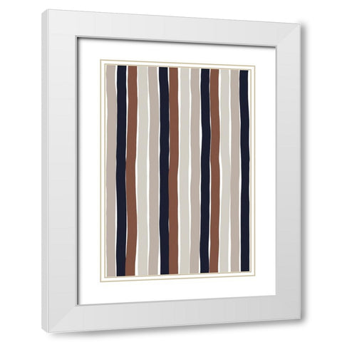 Gentle Color Stripes White Modern Wood Framed Art Print with Double Matting by Treechild