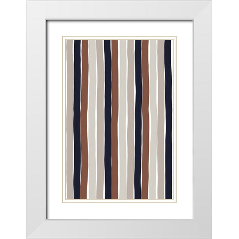 Gentle Color Stripes White Modern Wood Framed Art Print with Double Matting by Treechild