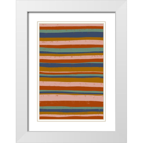 Ethno Colors Stripes White Modern Wood Framed Art Print with Double Matting by Treechild