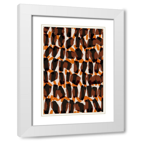 Brown Orange Brush Strokes White Modern Wood Framed Art Print with Double Matting by Treechild