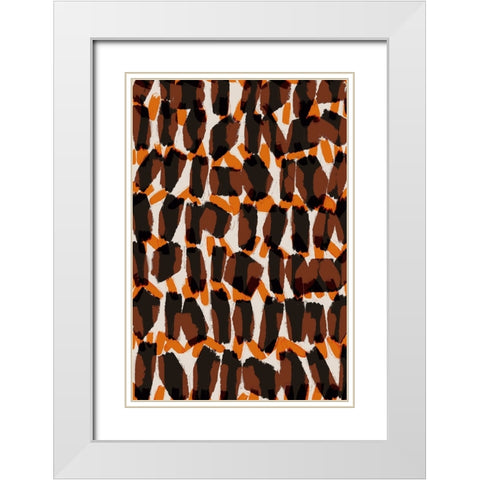 Brown Orange Brush Strokes White Modern Wood Framed Art Print with Double Matting by Treechild