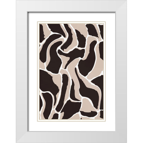 Brown Animal Pattern White Modern Wood Framed Art Print with Double Matting by Treechild