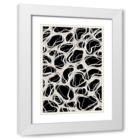 Back Stones Pattern White Modern Wood Framed Art Print with Double Matting by Treechild