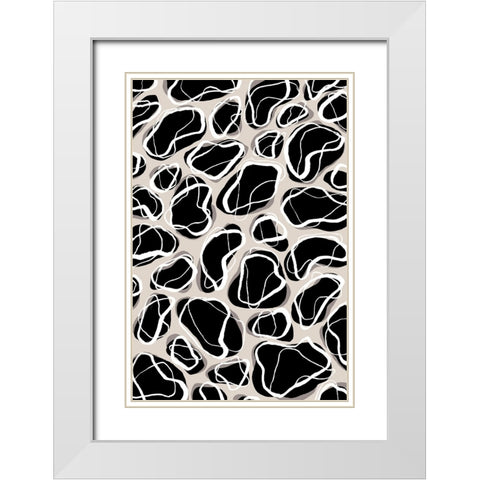 Back Stones Pattern White Modern Wood Framed Art Print with Double Matting by Treechild