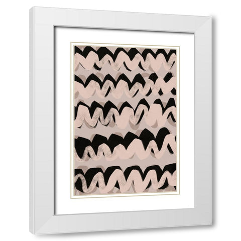 Sprayed Beige Waves Pattern White Modern Wood Framed Art Print with Double Matting by Treechild