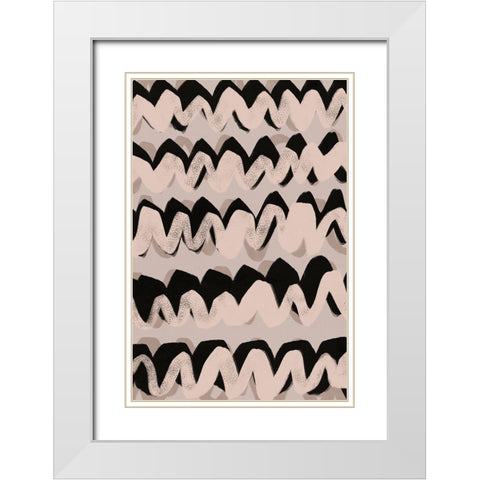 Sprayed Beige Waves Pattern White Modern Wood Framed Art Print with Double Matting by Treechild