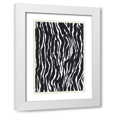 Zebra Pattern White Modern Wood Framed Art Print with Double Matting by Treechild