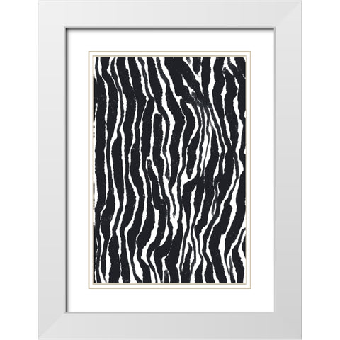 Zebra Pattern White Modern Wood Framed Art Print with Double Matting by Treechild