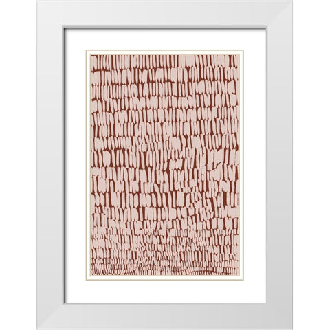Short Beige Strokes Pattern White Modern Wood Framed Art Print with Double Matting by Treechild