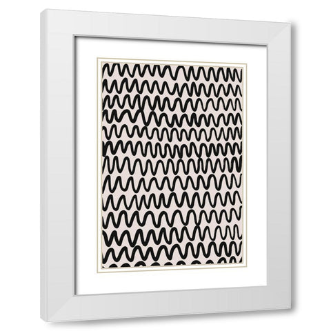 Marker Wavey Pattern White Modern Wood Framed Art Print with Double Matting by Treechild