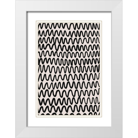 Marker Wavey Pattern White Modern Wood Framed Art Print with Double Matting by Treechild