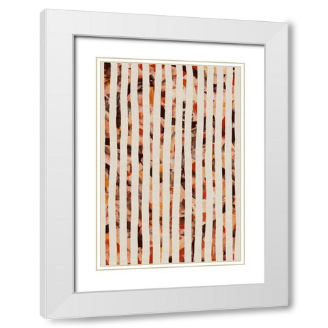 Beige Stripes Pattern White Modern Wood Framed Art Print with Double Matting by Treechild