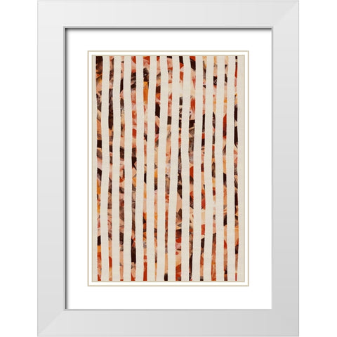 Beige Stripes Pattern White Modern Wood Framed Art Print with Double Matting by Treechild