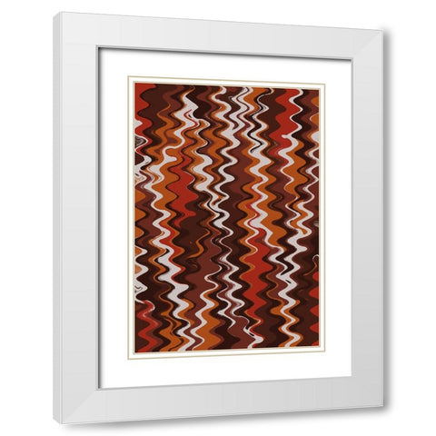 Red Earthy Waves Pattern White Modern Wood Framed Art Print with Double Matting by Treechild