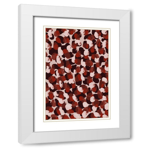 Red Beige Brown Dots Pattern White Modern Wood Framed Art Print with Double Matting by Treechild