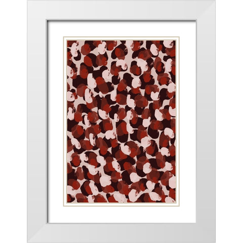 Red Beige Brown Dots Pattern White Modern Wood Framed Art Print with Double Matting by Treechild