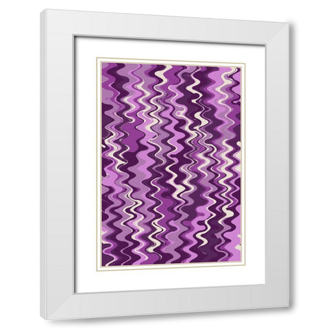 Purple Wavey Pattern White Modern Wood Framed Art Print with Double Matting by Treechild