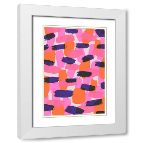 Pink And Purple Strokes White Modern Wood Framed Art Print with Double Matting by Treechild