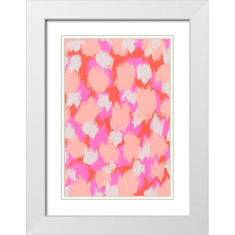 Pastel Pink And Orange Strokes White Modern Wood Framed Art Print with Double Matting by Treechild