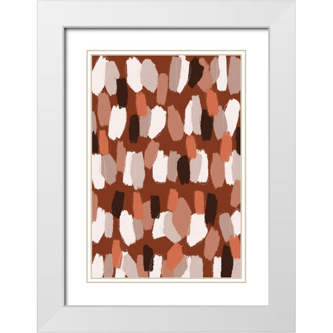 Pastel Earthy Strokes Pattern White Modern Wood Framed Art Print with Double Matting by Treechild
