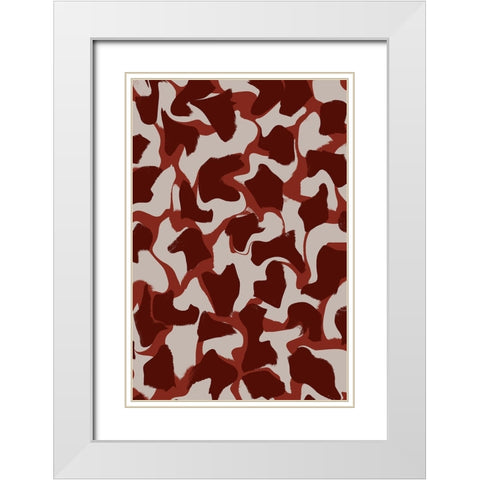 Liquid Beige Brown Strokes White Modern Wood Framed Art Print with Double Matting by Treechild